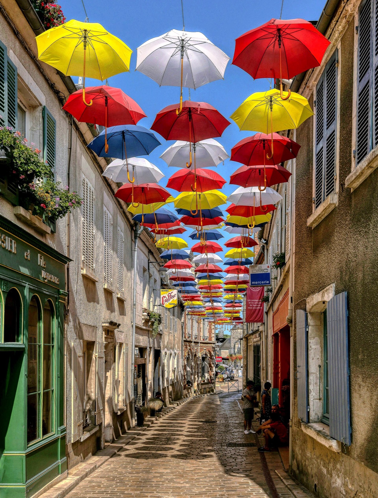 A narrow stone street in the town of Sancerre