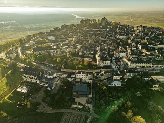 Aerial view of the town of Sancerre on its hill